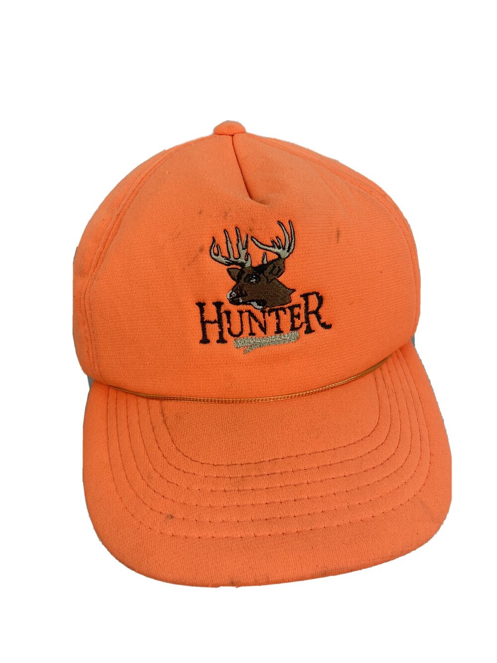 VTG Deer Hunter Orange Foam Snapback Hat Trucker Cap Safety Blaze Buck 80s 90s